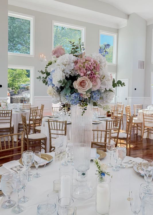 Tall, Raised, 26" Glass Trumpet Statement Centerpieces